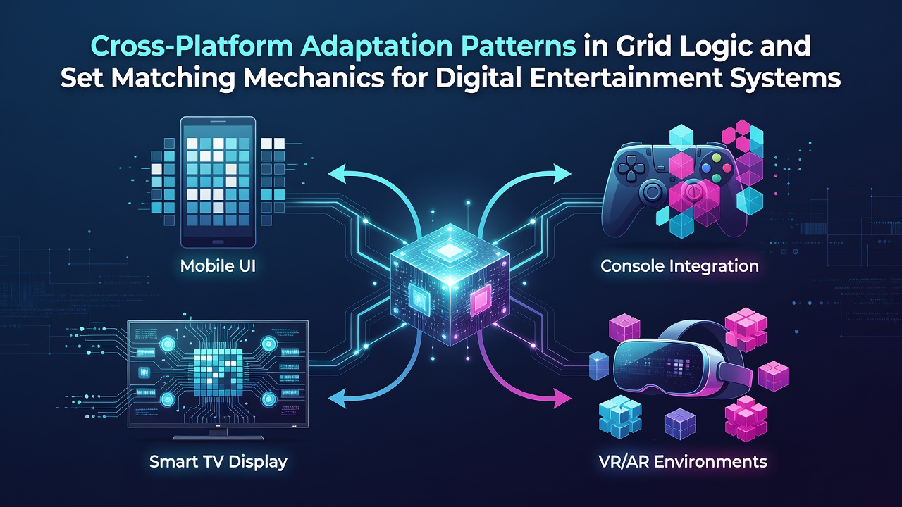 Grid layouts adapting across mobile, desktop, and console interfaces in digital puzzle systems