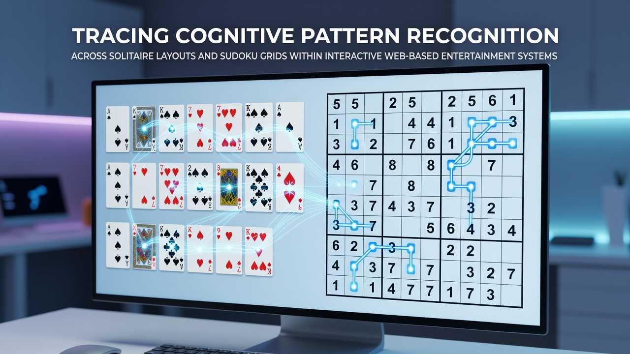 Interactive web interface displaying solitaire card layouts alongside sudoku grids in a browser-based entertainment platform